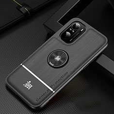 Ultra-thin Silicone Gel Soft Case Cover with Magnetic Finger Ring Stand JM1 for Xiaomi Mi 11X 5G Black