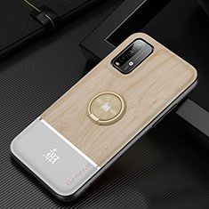Ultra-thin Silicone Gel Soft Case Cover with Magnetic Finger Ring Stand JM1 for Xiaomi Redmi 9T 4G Gold