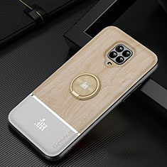 Ultra-thin Silicone Gel Soft Case Cover with Magnetic Finger Ring Stand JM1 for Xiaomi Redmi Note 9 Pro Gold