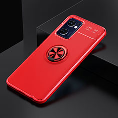 Ultra-thin Silicone Gel Soft Case Cover with Magnetic Finger Ring Stand JM2 for OnePlus Nord CE 2 5G Red