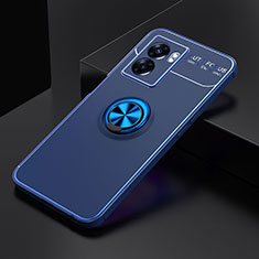 Ultra-thin Silicone Gel Soft Case Cover with Magnetic Finger Ring Stand JM2 for Oppo A77 5G Blue