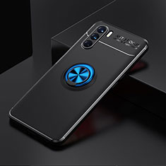 Ultra-thin Silicone Gel Soft Case Cover with Magnetic Finger Ring Stand JM2 for Oppo K9 Pro 5G Blue and Black