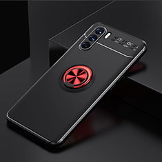 Ultra-thin Silicone Gel Soft Case Cover with Magnetic Finger Ring Stand JM2 for Oppo K9 Pro 5G Red and Black