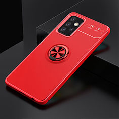 Ultra-thin Silicone Gel Soft Case Cover with Magnetic Finger Ring Stand JM2 for Samsung Galaxy A52 4G Red
