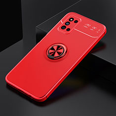 Ultra-thin Silicone Gel Soft Case Cover with Magnetic Finger Ring Stand JM2 for Samsung Galaxy F52 5G Red