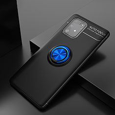 Ultra-thin Silicone Gel Soft Case Cover with Magnetic Finger Ring Stand JM2 for Samsung Galaxy S10 Lite Blue and Black
