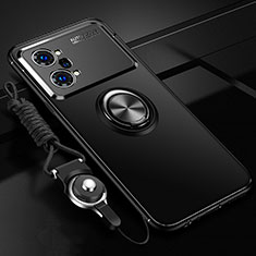 Ultra-thin Silicone Gel Soft Case Cover with Magnetic Finger Ring Stand JM3 for Oppo K10 Pro 5G Black