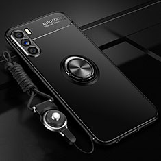 Ultra-thin Silicone Gel Soft Case Cover with Magnetic Finger Ring Stand JM3 for Oppo K9 Pro 5G Black