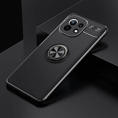 Ultra-thin Silicone Gel Soft Case Cover with Magnetic Finger Ring Stand K01 for Xiaomi Mi 11 Lite 5G Black