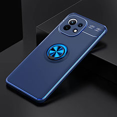 Ultra-thin Silicone Gel Soft Case Cover with Magnetic Finger Ring Stand K01 for Xiaomi Mi 11 Lite 5G NE Blue