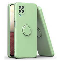 Ultra-thin Silicone Gel Soft Case Cover with Magnetic Finger Ring Stand QW1 for Samsung Galaxy A12 5G Army green