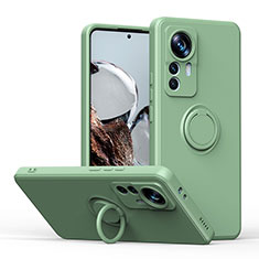 Ultra-thin Silicone Gel Soft Case Cover with Magnetic Finger Ring Stand QW1 for Xiaomi Mi 12T 5G Army green