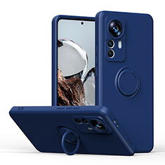 Ultra-thin Silicone Gel Soft Case Cover with Magnetic Finger Ring Stand QW1 for Xiaomi Mi 12T 5G Blue