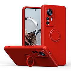Ultra-thin Silicone Gel Soft Case Cover with Magnetic Finger Ring Stand QW1 for Xiaomi Mi 12T 5G Red