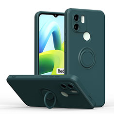 Ultra-thin Silicone Gel Soft Case Cover with Magnetic Finger Ring Stand QW1 for Xiaomi Poco C51 Midnight Green