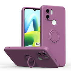 Ultra-thin Silicone Gel Soft Case Cover with Magnetic Finger Ring Stand QW1 for Xiaomi Poco C51 Purple