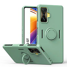 Ultra-thin Silicone Gel Soft Case Cover with Magnetic Finger Ring Stand QW1 for Xiaomi Redmi K50 Gaming 5G Matcha Green