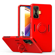 Ultra-thin Silicone Gel Soft Case Cover with Magnetic Finger Ring Stand QW1 for Xiaomi Redmi K50 Gaming 5G Red