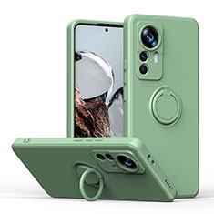 Ultra-thin Silicone Gel Soft Case Cover with Magnetic Finger Ring Stand QW1 for Xiaomi Redmi K50 Ultra 5G Army green