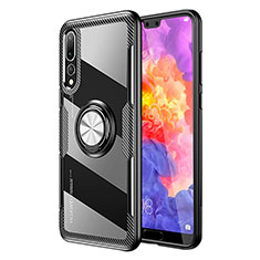 Ultra-thin Silicone Gel Soft Case Cover with Magnetic Finger Ring Stand R01 for Huawei P20 Pro Mixed