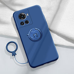 Ultra-thin Silicone Gel Soft Case Cover with Magnetic Finger Ring Stand S01 for OnePlus 10R 5G Blue