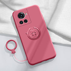 Ultra-thin Silicone Gel Soft Case Cover with Magnetic Finger Ring Stand S01 for OnePlus Ace 5G Red