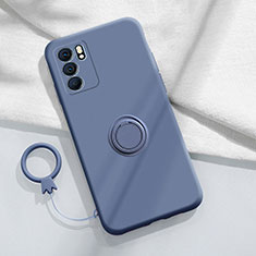 Ultra-thin Silicone Gel Soft Case Cover with Magnetic Finger Ring Stand S01 for Oppo Reno6 5G Lavender Gray