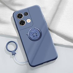 Ultra-thin Silicone Gel Soft Case Cover with Magnetic Finger Ring Stand S01 for Oppo Reno8 Pro 5G Lavender Gray