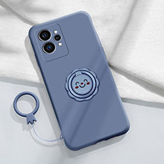 Ultra-thin Silicone Gel Soft Case Cover with Magnetic Finger Ring Stand S01 for Realme GT Neo2 5G Lavender Gray