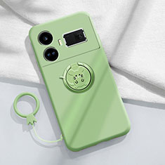 Ultra-thin Silicone Gel Soft Case Cover with Magnetic Finger Ring Stand S01 for Realme GT Neo5 5G Green