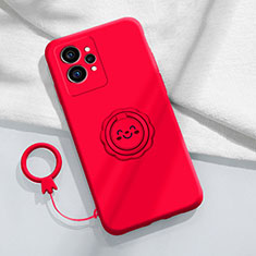 Ultra-thin Silicone Gel Soft Case Cover with Magnetic Finger Ring Stand S01 for Realme GT2 5G Red