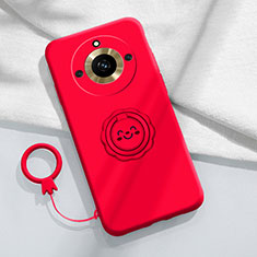 Ultra-thin Silicone Gel Soft Case Cover with Magnetic Finger Ring Stand S01 for Realme Narzo 60 Pro 5G Red