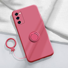 Ultra-thin Silicone Gel Soft Case Cover with Magnetic Finger Ring Stand S01 for Samsung Galaxy S20 FE (2022) 5G Red