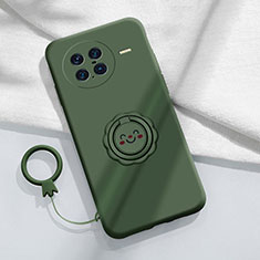 Ultra-thin Silicone Gel Soft Case Cover with Magnetic Finger Ring Stand S01 for Vivo X Note Midnight Green