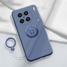 Ultra-thin Silicone Gel Soft Case Cover with Magnetic Finger Ring Stand S01 for Vivo X90 Pro+ Plus 5G Lavender Gray