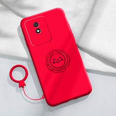 Ultra-thin Silicone Gel Soft Case Cover with Magnetic Finger Ring Stand S01 for Vivo Y02 Red