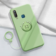 Ultra-thin Silicone Gel Soft Case Cover with Magnetic Finger Ring Stand S01 for Vivo Y12 Green