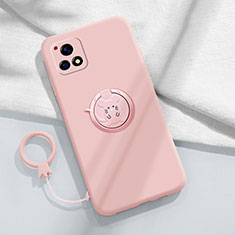 Ultra-thin Silicone Gel Soft Case Cover with Magnetic Finger Ring Stand S01 for Vivo Y31s 5G Red