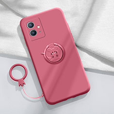 Ultra-thin Silicone Gel Soft Case Cover with Magnetic Finger Ring Stand S01 for Vivo Y55 5G Red