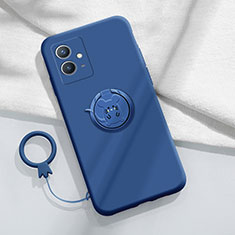 Ultra-thin Silicone Gel Soft Case Cover with Magnetic Finger Ring Stand S01 for Vivo Y75 5G Blue