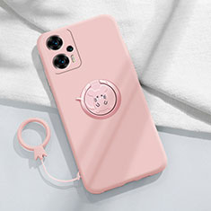 Ultra-thin Silicone Gel Soft Case Cover with Magnetic Finger Ring Stand S01 for Xiaomi Poco F5 5G Pink