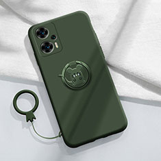 Ultra-thin Silicone Gel Soft Case Cover with Magnetic Finger Ring Stand S01 for Xiaomi Redmi Note 12 Turbo 5G Green