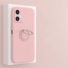 Ultra-thin Silicone Gel Soft Case Cover with Magnetic Finger Ring Stand S01 for Xiaomi Redmi Note 12R Pro 5G Pink