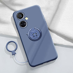 Ultra-thin Silicone Gel Soft Case Cover with Magnetic Finger Ring Stand S02 for OnePlus Nord CE 3 Lite 5G Lavender Gray