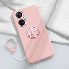 Ultra-thin Silicone Gel Soft Case Cover with Magnetic Finger Ring Stand S02 for OnePlus Nord N30 5G Pink