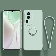 Ultra-thin Silicone Gel Soft Case Cover with Magnetic Finger Ring Stand S02 for Oppo Reno10 Pro+ Plus 5G Matcha Green