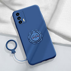 Ultra-thin Silicone Gel Soft Case Cover with Magnetic Finger Ring Stand S02 for Realme GT Master 5G Blue