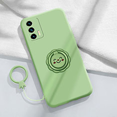 Ultra-thin Silicone Gel Soft Case Cover with Magnetic Finger Ring Stand S02 for Realme GT Master 5G Green