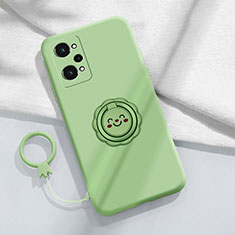 Ultra-thin Silicone Gel Soft Case Cover with Magnetic Finger Ring Stand S02 for Realme GT Neo2 5G Green