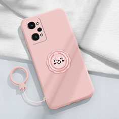 Ultra-thin Silicone Gel Soft Case Cover with Magnetic Finger Ring Stand S02 for Realme GT Neo2 5G Pink